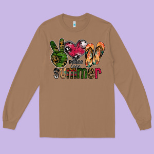 Peace Love Summer Long Sleeve Tee Designed By Cowhidedigitalart