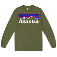 Army Green alaska retro vintage mountains & outdoors wilderness state Long Sleeve Tee - linhVisuals