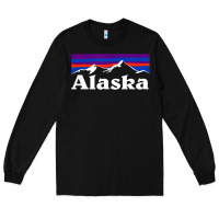 Black alaska retro vintage mountains & outdoors wilderness state Long Sleeve Tee - linhVisuals