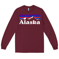 Burgundy alaska retro vintage mountains & outdoors wilderness state Long Sleeve Tee - linhVisuals