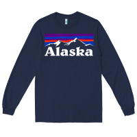 Navy alaska retro vintage mountains & outdoors wilderness state Long Sleeve Tee - linhVisuals