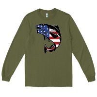 Army Green american cod fish design fishing lover fisherman usa premium Long Sleeve Tee - linhVisuals