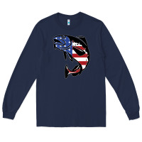 Navy american cod fish design fishing lover fisherman usa premium Long Sleeve Tee - linhVisuals