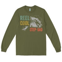 Army Green mens reel cool step dad fishing funny fathers day Long Sleeve Tee - linhVisuals