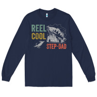 Navy mens reel cool step dad fishing funny fathers day Long Sleeve Tee - linhVisuals