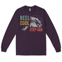 Plum mens reel cool step dad fishing funny fathers day Long Sleeve Tee - linhVisuals