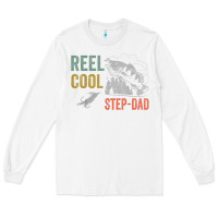 White mens reel cool step dad fishing funny fathers day Long Sleeve Tee - linhVisuals