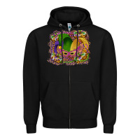 Black mardi gras mask king cake Zipper Hoodie - RanaPortraitStore