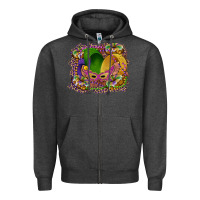 Charcoal Heather mardi gras mask king cake Zipper Hoodie - RanaPortraitStore