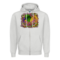 Dove Grey mardi gras mask king cake Zipper Hoodie - RanaPortraitStore