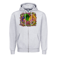 Heather Grey mardi gras mask king cake Zipper Hoodie - RanaPortraitStore