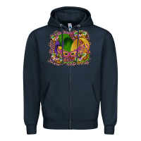 Navy mardi gras mask king cake Zipper Hoodie - RanaPortraitStore