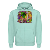 Seafoam mardi gras mask king cake Zipper Hoodie - RanaPortraitStore