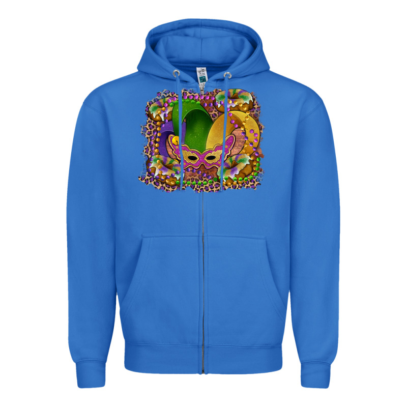 Mardi Gras Mask King Cake Zipper Hoodie by RanaPortraitStore | Teevron