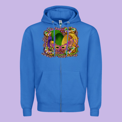 Mardi Gras Mask King Cake Zipper Hoodie Designed By Ranaportraitstore