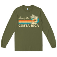 Army Green costa rica retro beach vacation costa rica souvenir beach t shirt Long Sleeve Tee - linhVisuals