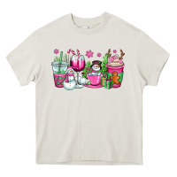 Pink Christmas Snowman Coffee Cups Heavy Core Tee | Teevron