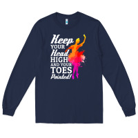 Navy ballet dancer keep head high toes pointed ballerina teacher Long Sleeve Tee - linhVisuals