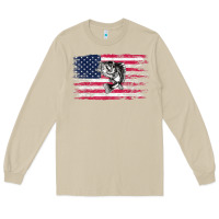 Mushroom bass fishing distressed american flag essential Long Sleeve Tee - linhVisuals