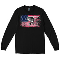 Black bass fishing distressed american flag essential Long Sleeve Tee - linhVisuals