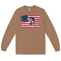 Toasted Coconut bass fishing distressed american flag essential Long Sleeve Tee - linhVisuals