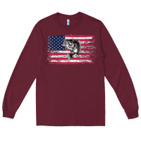 Burgundy bass fishing distressed american flag essential Long Sleeve Tee - linhVisuals
