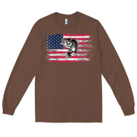 Chestnut bass fishing distressed american flag essential Long Sleeve Tee - linhVisuals