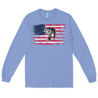 Colony Blue bass fishing distressed american flag essential Long Sleeve Tee - linhVisuals