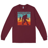 Burgundy bassquatch! funny bigfoot fishing outdoor retro Long Sleeve Tee - linhVisuals