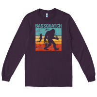 Plum bassquatch! funny bigfoot fishing outdoor retro Long Sleeve Tee - linhVisuals