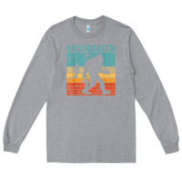 Heather Grey bassquatch! funny bigfoot fishing outdoor retro Long Sleeve Tee - linhVisuals