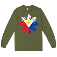 Army Green philippine flag hoodie pinoy flag filipino shirt pinoy sun Long Sleeve Tee - linhVisuals