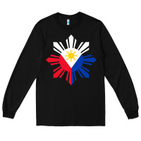 Black philippine flag hoodie pinoy flag filipino shirt pinoy sun Long Sleeve Tee - linhVisuals