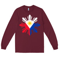 Burgundy philippine flag hoodie pinoy flag filipino shirt pinoy sun Long Sleeve Tee - linhVisuals