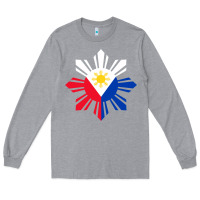 Heather Grey philippine flag hoodie pinoy flag filipino shirt pinoy sun Long Sleeve Tee - linhVisuals