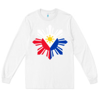 White philippine flag hoodie pinoy flag filipino shirt pinoy sun Long Sleeve Tee - linhVisuals