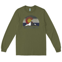 Army Green breckenridge colorado x co flag mountain peak raglan baseball tee Long Sleeve Tee - linhVisuals