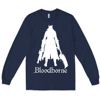 Navy bloodborne zipped Long Sleeve Tee - linhVisuals