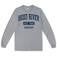 Heather Grey hood river oregon or vintage sports established navy design t shirt Long Sleeve Tee - linhVisuals