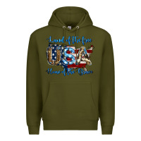 Army Green land of the free home of the brave american flag background Premium Hoodie - Jasminsmagicworld