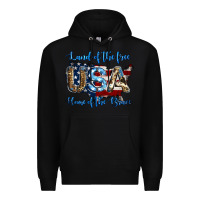 Black land of the free home of the brave american flag background Premium Hoodie - Jasminsmagicworld
