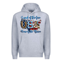 Heather Grey land of the free home of the brave american flag background Premium Hoodie - Jasminsmagicworld