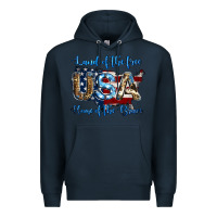 Navy land of the free home of the brave american flag background Premium Hoodie - Jasminsmagicworld