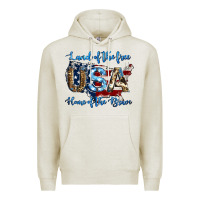 Oatmeal Heather land of the free home of the brave american flag background Premium Hoodie - Jasminsmagicworld