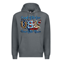 Rock land of the free home of the brave american flag background Premium Hoodie - Jasminsmagicworld
