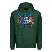 Sports Green land of the free home of the brave american flag background Premium Hoodie - Jasminsmagicworld