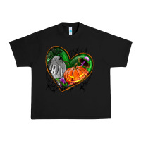 Black halloween heart with pumpkin Urban Heavy Tee - BundleAndBundleShop