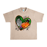 French Oak halloween heart with pumpkin Urban Heavy Tee - BundleAndBundleShop
