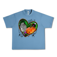 Pebble Blue halloween heart with pumpkin Urban Heavy Tee - BundleAndBundleShop
