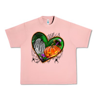 Salmon halloween heart with pumpkin Urban Heavy Tee - BundleAndBundleShop